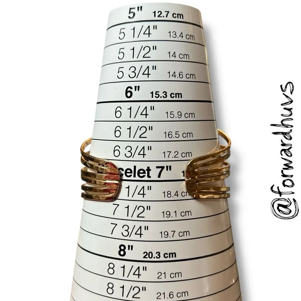 Gold Tone Metal & Colored Glass Boho Cuff Bracelet